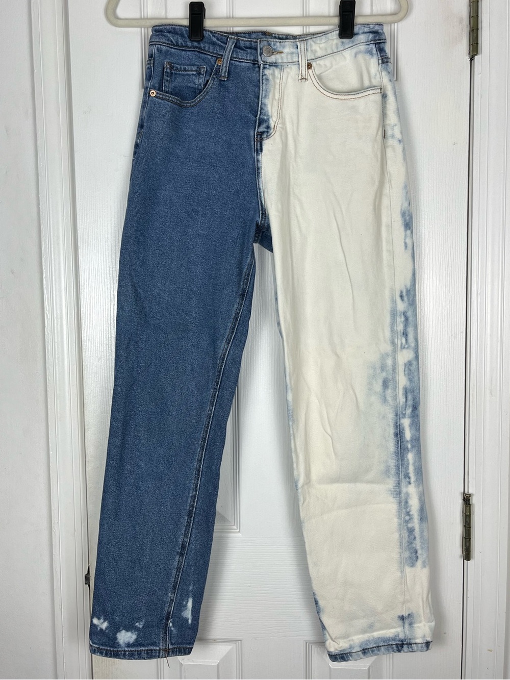 Wild Fable High Rise Mom Jeans Two Tone Bleached Out Denim Sz 6 Soft Cotton